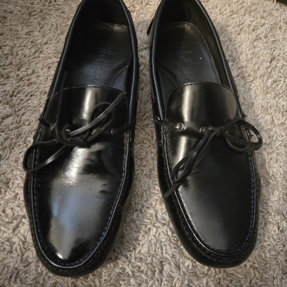 Cole Haan Black Leather Lace-Accent Men's Loafers